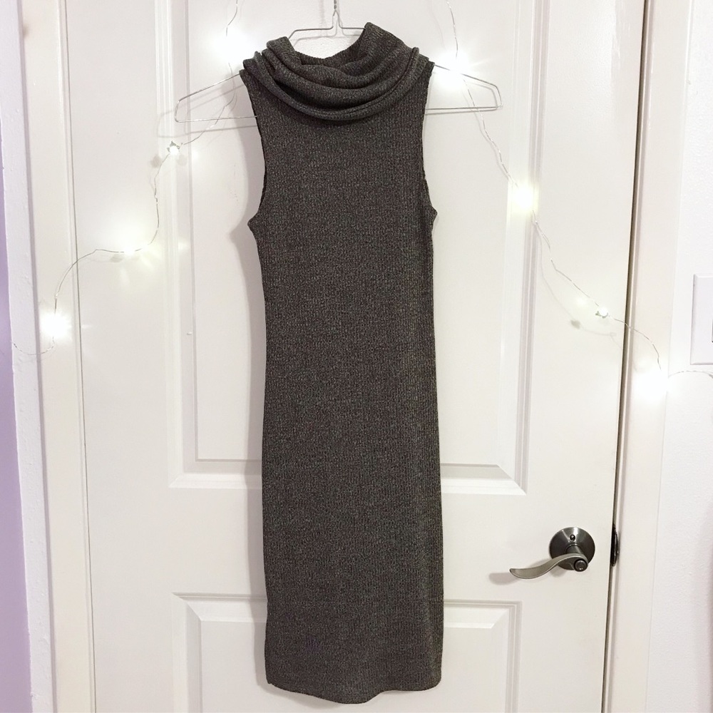 Heathered Gray Body-Con Dress w/Cowel